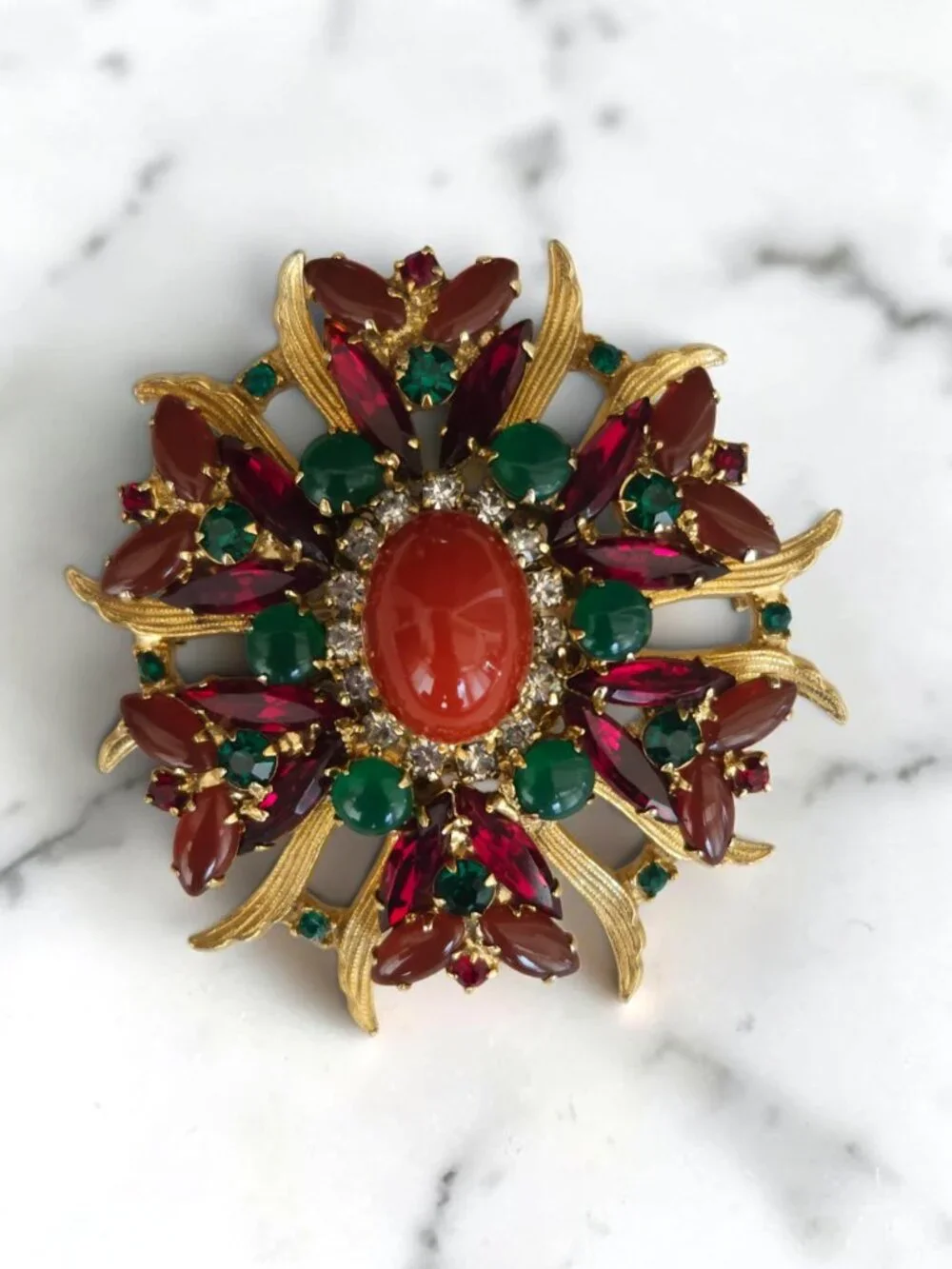 Vintage D&E Juliana Egyptian Revival Rhinestone Brooch Book Piece